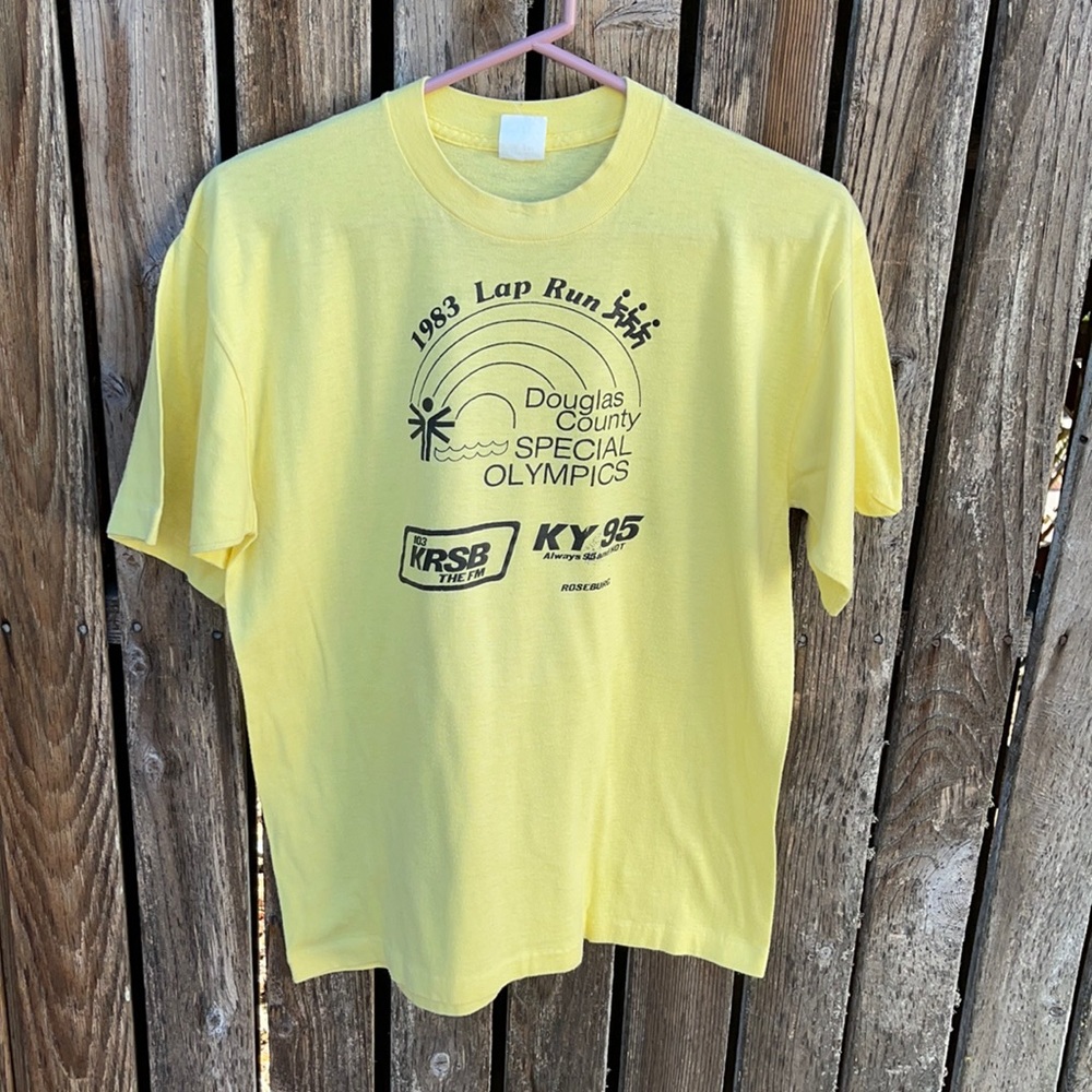 1983 Special Olympics Lap Run Shirt Yellow 80s Vtg